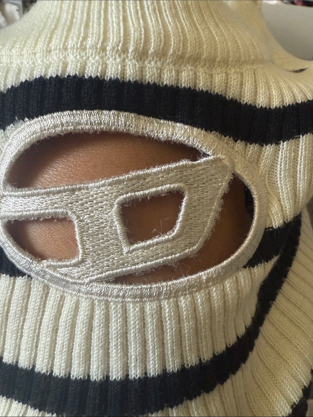 DIESEL Ivory & Black Striped Ribbed Knit Tank - Picture 3 of 3